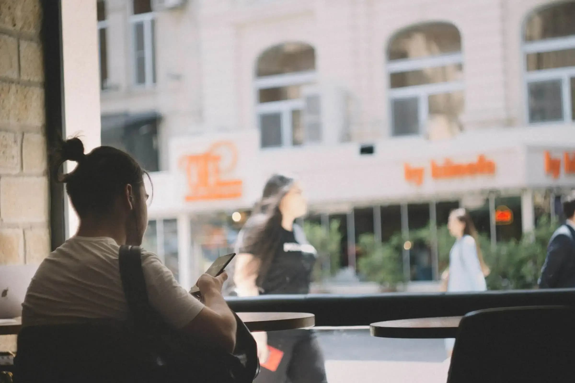 Woman looking at the phone