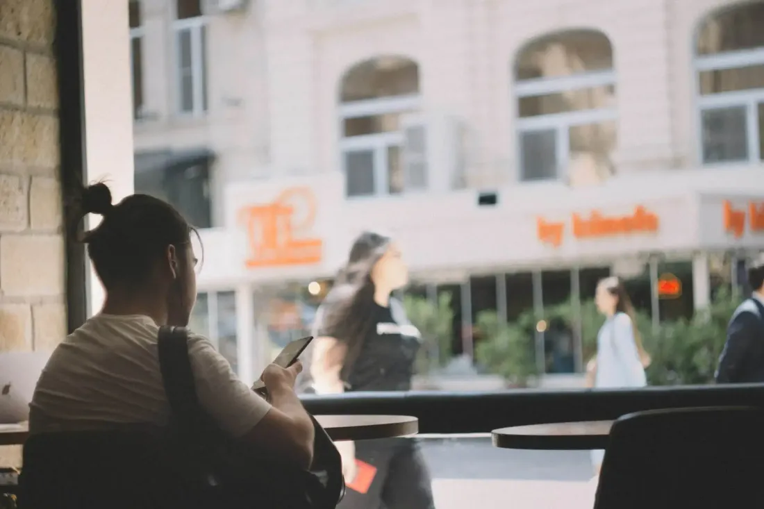 Woman looking at the phone